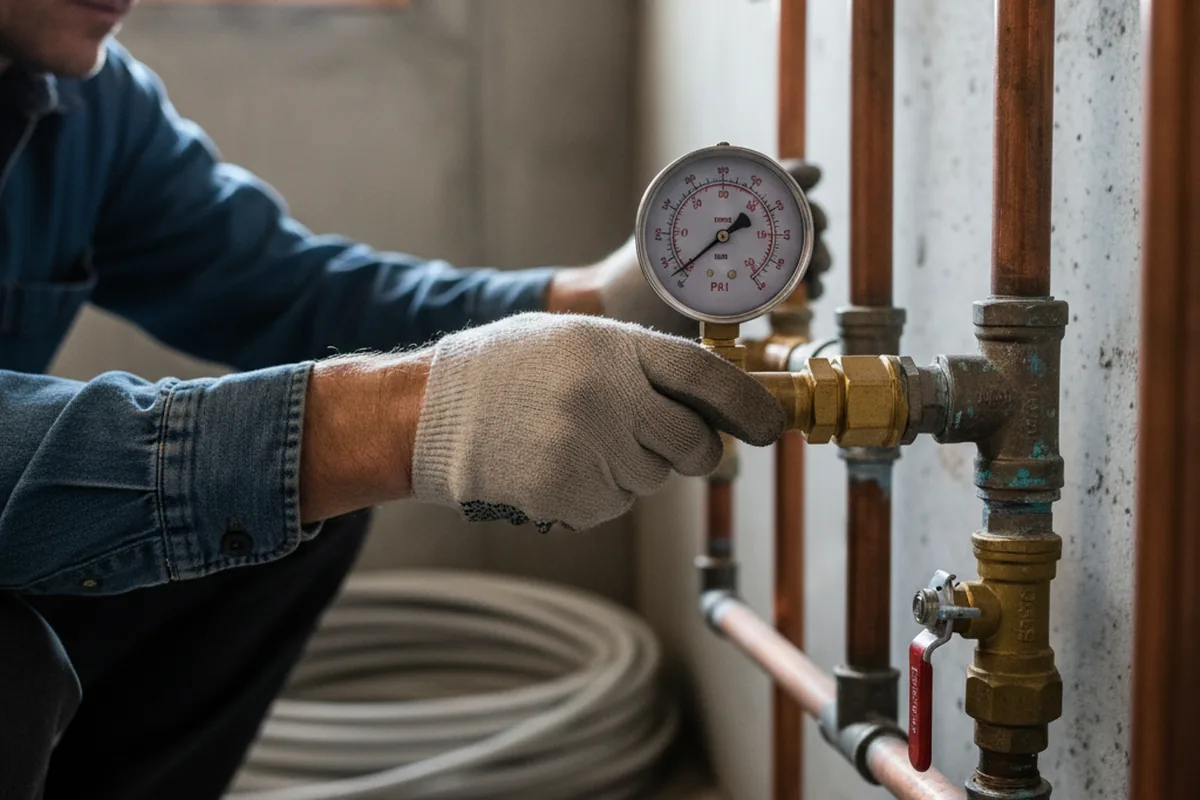 Pressure testing a repaired line during Water Line Repair in Mc Andrews